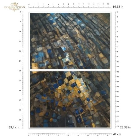 Azules y Oro. Papel de arroz A2 para decoupage. ITD Collection. FPA2004