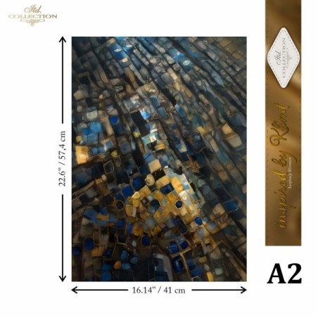 Azules y Oro Klimt. Papel de arroz A2 para decoupage. ITD | L'aura Bella