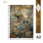 Turquesas y Oro. Papel de arroz A2 para decoupage. ITD Collection. FPA2009