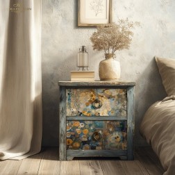 Turquesas y Oro. Papel de arroz A2 para decoupage. ITD | L'aura Bella