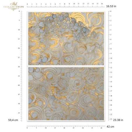 Círculos dorados. Papel de arroz A2 para decoupage. ITD Collection. FPA2010