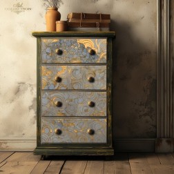 Círculos dorados. Papel de arroz A2 para decoupage. ITD | L'aura Bella