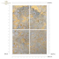 Círculos dorados. Papel de arroz A1 para decoupage. ITD Collection. FPA1010