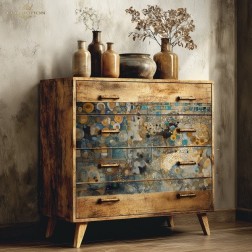 Turquesas y oro. Papel de arroz A1 para decoupage. ITD Collection. FPA1009