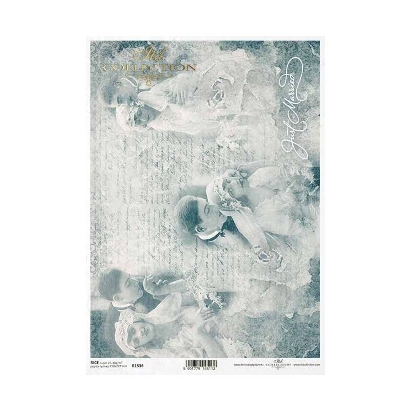 Boda. Papel de arroz A4 para decoupage. ITD Collection Boda. Papel de arroz A4 para decoupage. ITD Collection