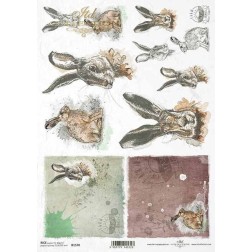 Conejos. Papel de arroz A4 para decoupage. ITD Collection | L'aura Bella