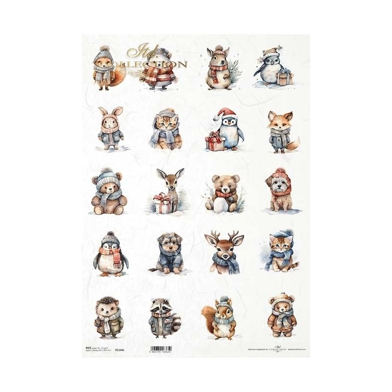 Animales vestidos. Papel de arroz A3 para decoupage. ITD Collection Animales vestidos. Papel de arroz A3 para decoupage. ITD Collection