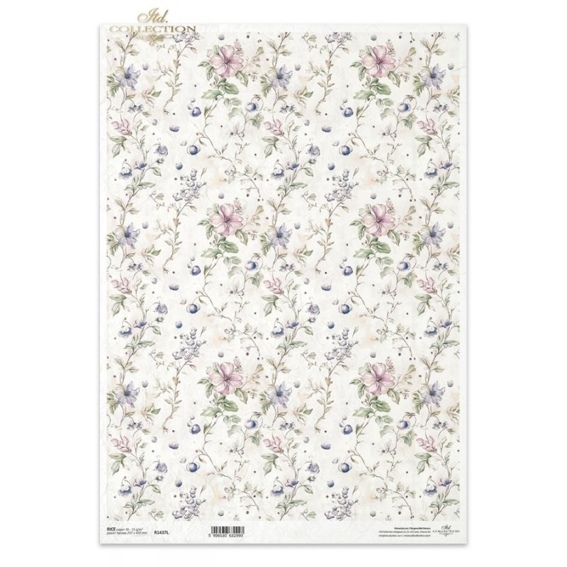 Flores y bayas. Papel de arroz A3 para decoupage. ITD Collection Flores y bayas. Papel de arroz A3 para decoupage. ITD Collection