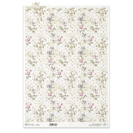 Cenefas de flores. Papel de arroz A3 para decoupage. ITD | L'aura Bella