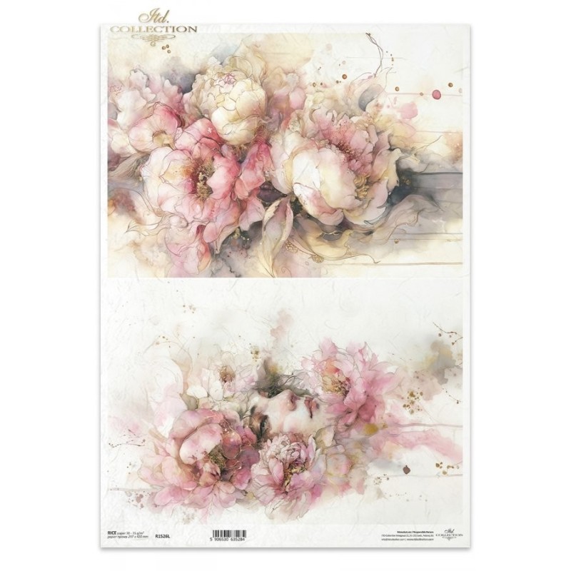 Mujer con peonías. Papel de arroz A3 para decoupage. ITD Collection Mujer con peonías. Papel de arroz A3 para decoupage. ITD Collection