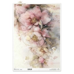 Peonías rosas. Papel de arroz A3 para decoupage ITD | L'aura Bella