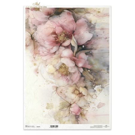Peonías rosas. Papel de arroz A3 para decoupage ITD | L'aura Bella