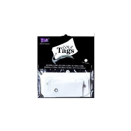 15 etiquetas blancas rectangulares varios tamaños con eyelet. Core'dinations