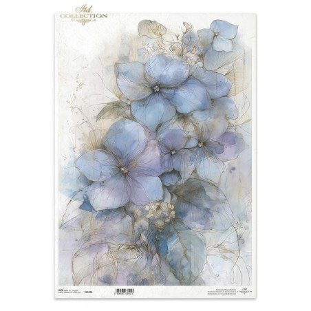 Hortensias. Papel de arroz A3 para decoupage ITD | L'aura Bella