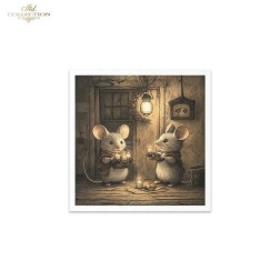 Ratoncitos en invierno. Pack 6 papeles de arroz.  ITD | L'aura Bella