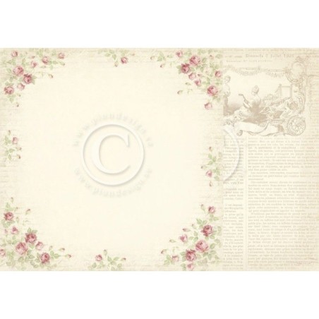 Papel Scrapbooking. Colección: París Flea Market. Rose du jardin. 30, 5 x 30,5 cm. Pion Design