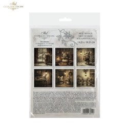 Ratoncitos. Set de 6 papeles de arroz para decoupage, 14.8 x 14.8 cm. ITD