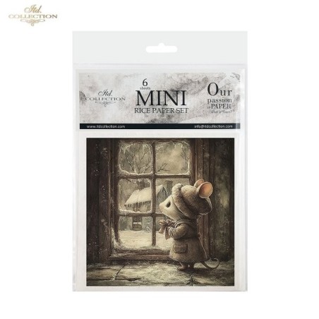 Ratoncitos en invierno. Pack 6 papeles de arroz. ITD | L'aura Bella