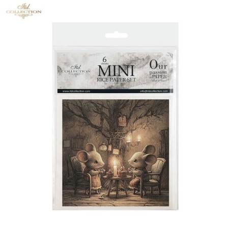 Ratoncitos en invierno II. Pack 6 papeles de arroz. ITD | L'aura Bella