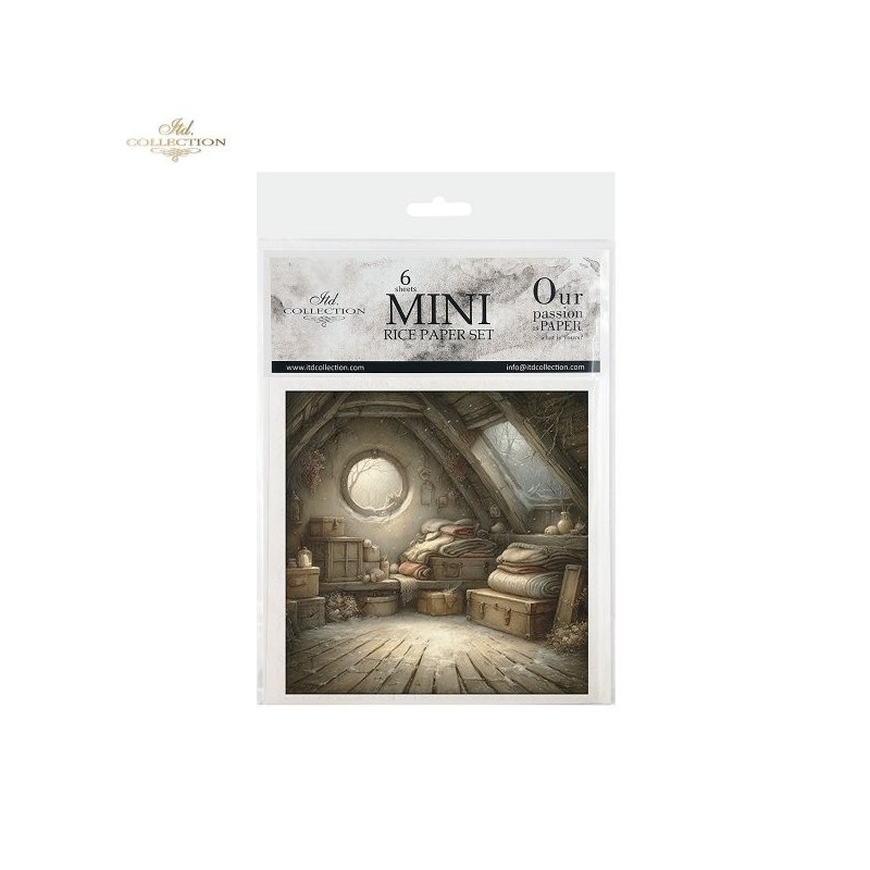 Casa de los ratoncitos. Set de 6 papeles de arroz para decoupage, 14.8 x 14.8 cm. ITD