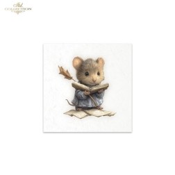 Ratoncitos fondo blanco. Pack 6 papeles de arroz.  ITD | L'aura Bella