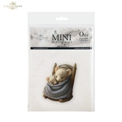 Ratoncitos fondo blanco. Pack 6 papeles de arroz. ITD | L'aura Bella