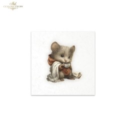 Ratoncitos sobre fondo blanco. Pack 6 papeles de arroz.  ITD | L'aura Bella