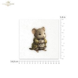 Ratoncitos sobre fondo blanco. Pack 6 papeles de arroz.  ITD | L'aura Bella