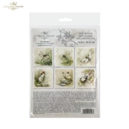 Libélulas, mariposas y escarabajo. Set de 6 papeles de arroz para decoupage, 14.8 x 14.8 cm. ITD