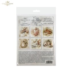 Dragones. Set de 6 papeles de arroz para decoupage, 14.8 x 14.8 cm. ITD