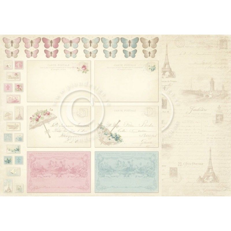 Papel scrapbooking Postcards PD5709F | L'aura Bella
