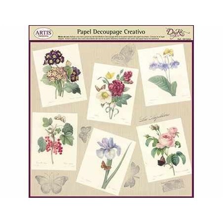 Papel Decoupage. Flores,  medida 32x31