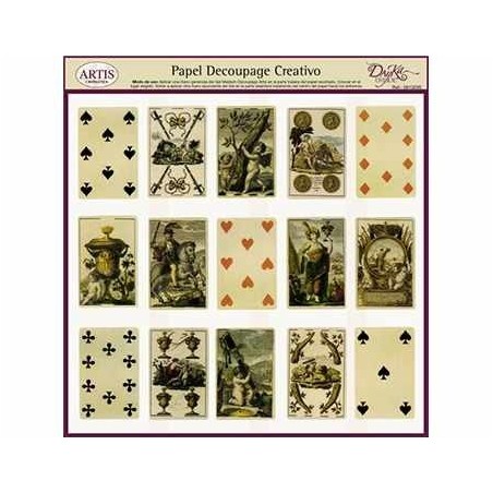 Papel Decoupage. Naipes,  medida 32x31