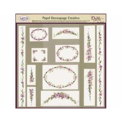 Papel Decoupage. Cenefas, marcos y orlas de flores,  medida 32x31