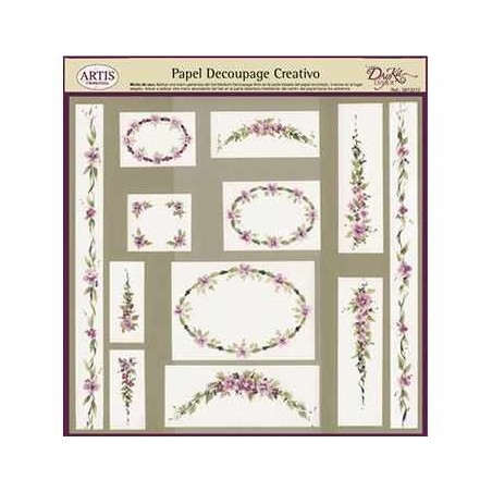 Papel Decoupage. Cenefas, marcos y orlas de flores,  medida 32x31