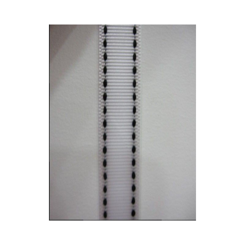 Cinta marrón con pespunte blanco 12mm. 1 metro