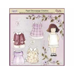 Papel Decoupage. Niña con ropa recortables,  medida 32x31