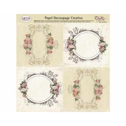 Papel Decoupage. Marcos ornados con flores,  medida 32x31