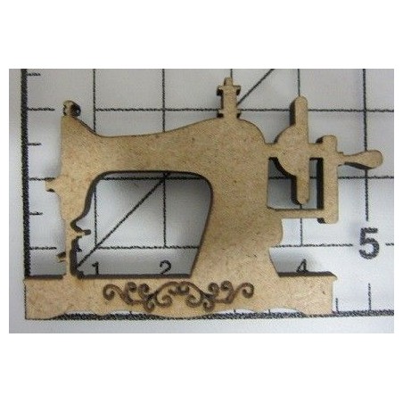 Máquina de coser pequeña. Silueta decorativa de madera