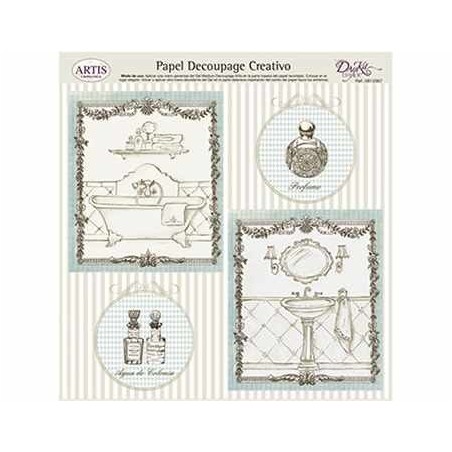 Papel Decoupage. El baño,  medida 32x31