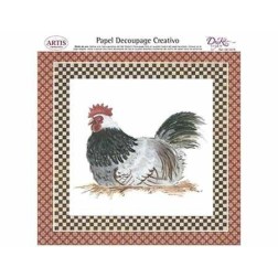 Papel Decoupage. Gallina gris,  medida 32x31