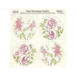 Papel Decoupage. Rosas y otras flores,  medida 32x31