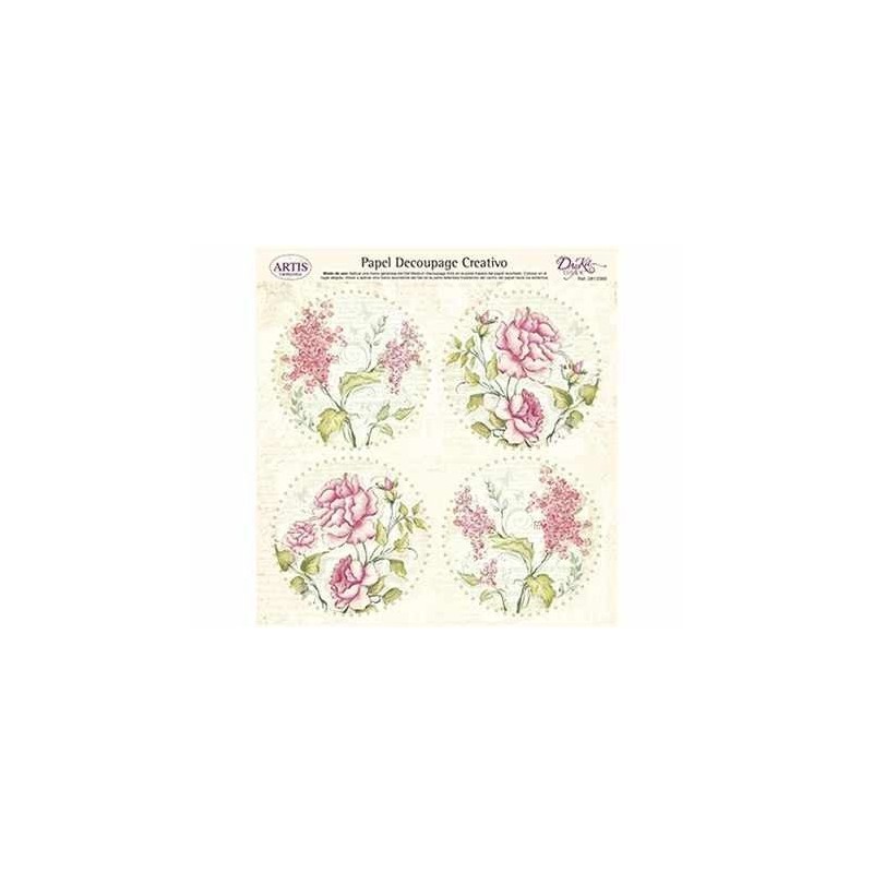 Papel Decoupage. Rosas y otras flores,  medida 32x31
