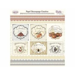 Papel Decoupage. Etiquetas mermeladas y cenefas,  medida 32x31