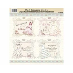 Papel Decoupage. Vestidos,  medida 32x31