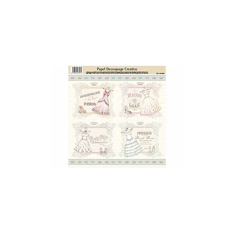 Papel Decoupage. Vestidos,  medida 32x31