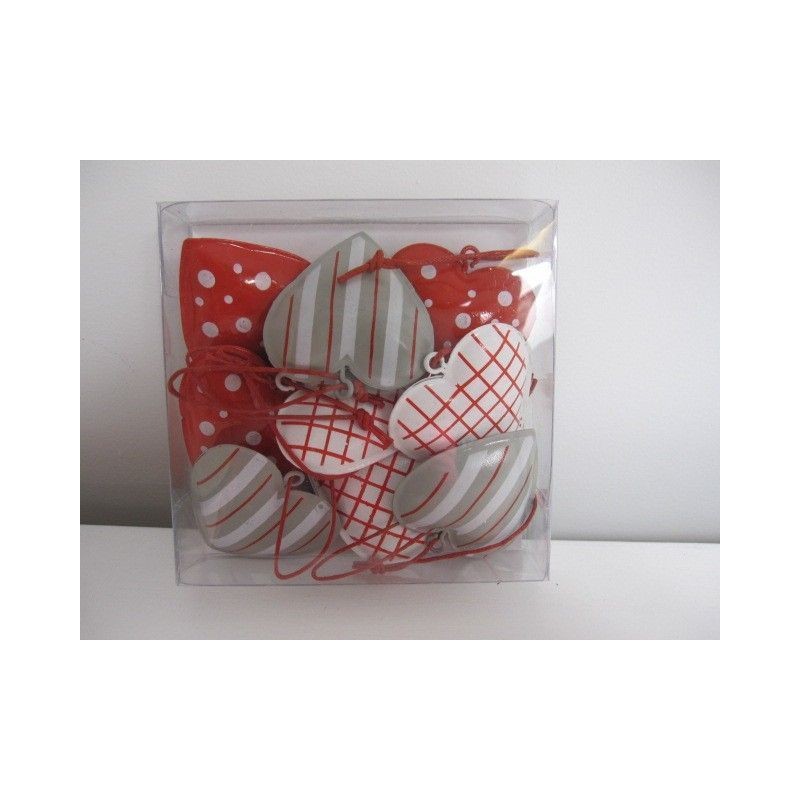 Corazones de metal con cascabel para colgar, caja de 9