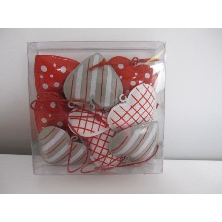 Caja 9 corazones de metal con cascabel para regalo