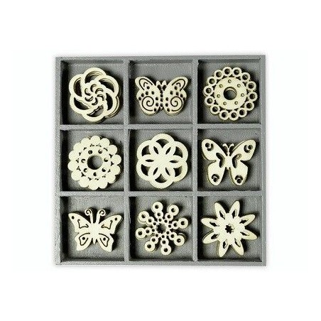 9 decoraciones madera. Temática mariposas