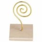 Soportes tarjetas madera metal 4x7cm. Blanco-oro